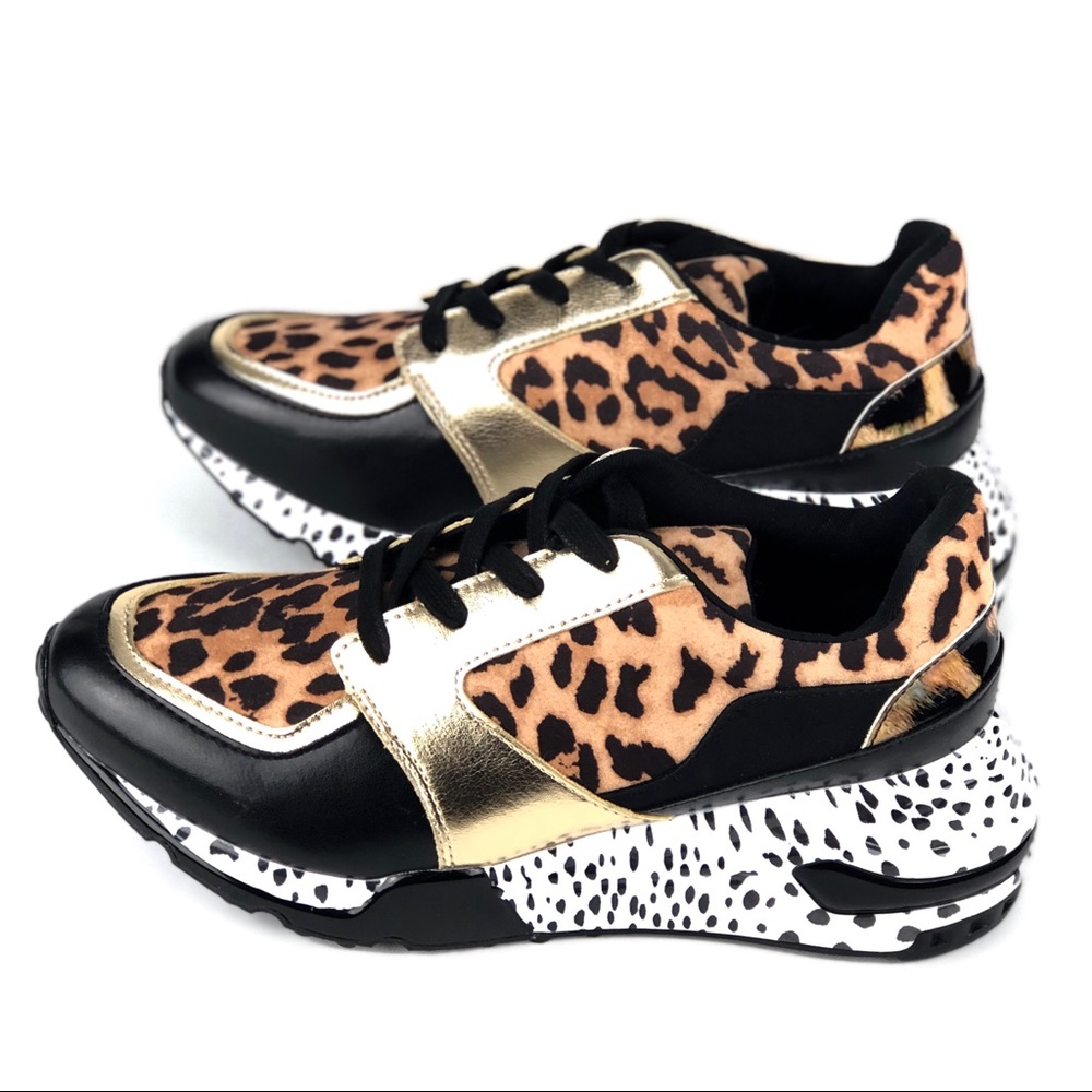 Steve Madden Leopard Animal Cliff Sneakers - Picture 4 of 8